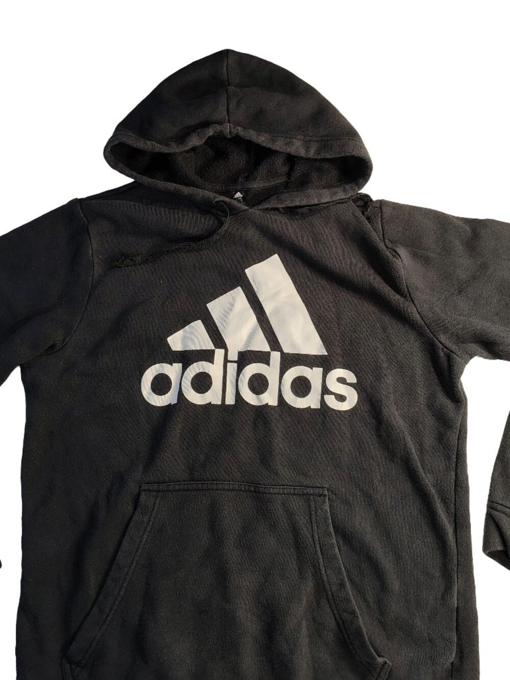 Men's Medium Black Adidas Logo Branded Drawstring Hoodie